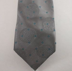 Sturbridge men's blended silk tie in silver /teal